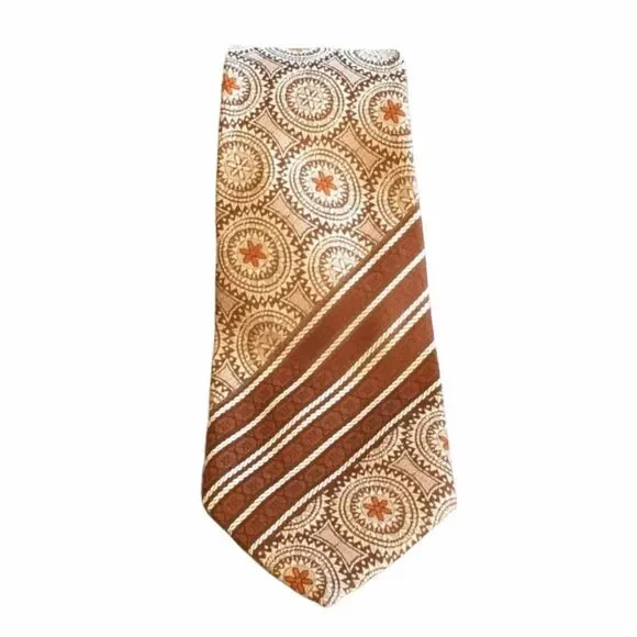 Vintage Patterned Tie Brown Cream - Picture 5 of 5